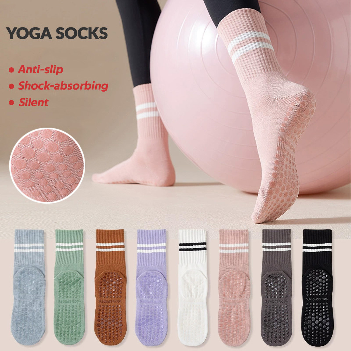 Medias Para Pilates Y Yoga - 3 paia di calzini lunghi da